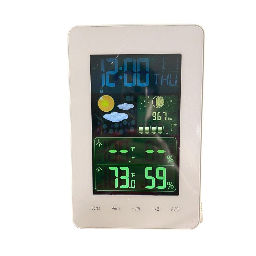 SEMPRE 93716 Digital Weather Station White Color LCD Clock Indoor Temp Humidity